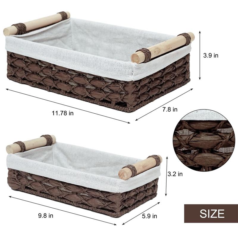 M-Современный-Для организации корзин для хранения Набор из 2 плетеных корзин для столешницы Для бачка унитаза Корзина для хранения сверху