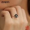 925 Sterling Silver Charm Black Rose Flower Zircon Ring for Women Fashion Party Jewelry Gift Wholesale