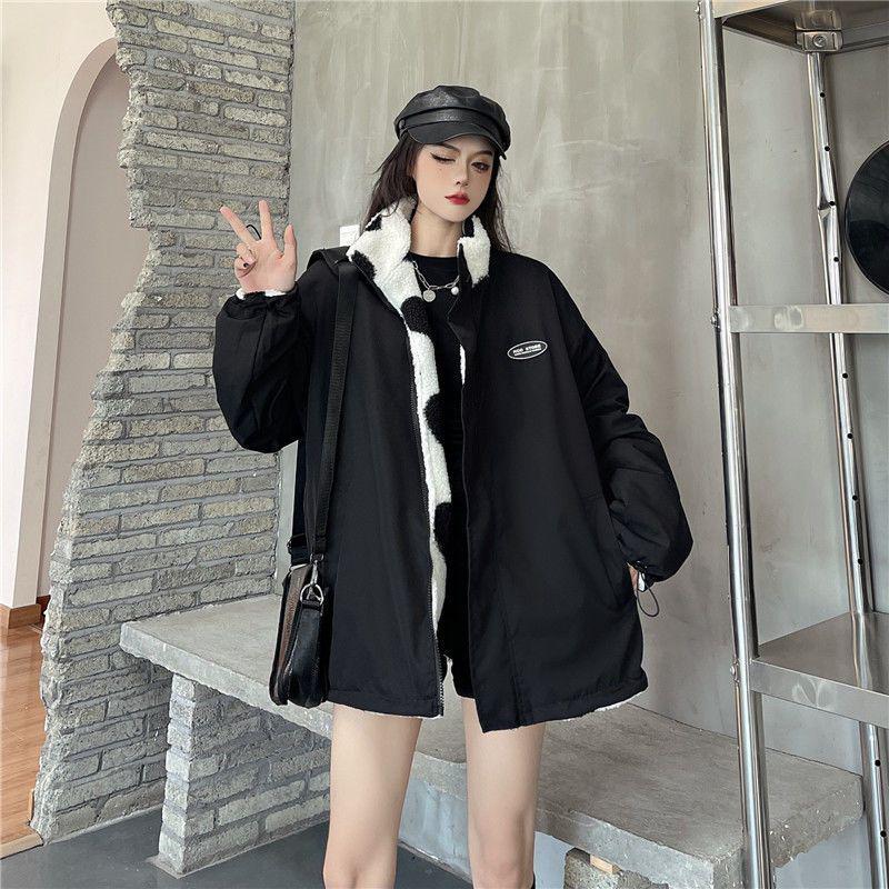 Унисекс Love Lamb плюшевая куртка: Европейский и американский стиль High Street, осенне-зимнее двухстороннее пальто с воротником-стойкой