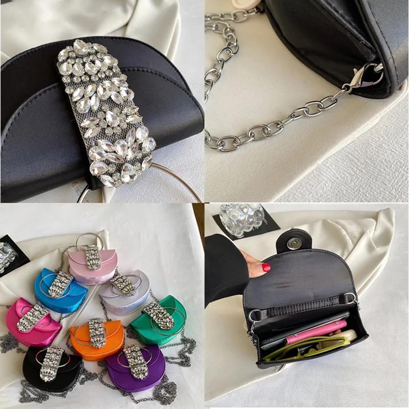 Женские кристальные яркие атласные сумки Night Diamonds Clutch Ring Bags Сумка через плечо Diamond Designer Luxury Wedding Party