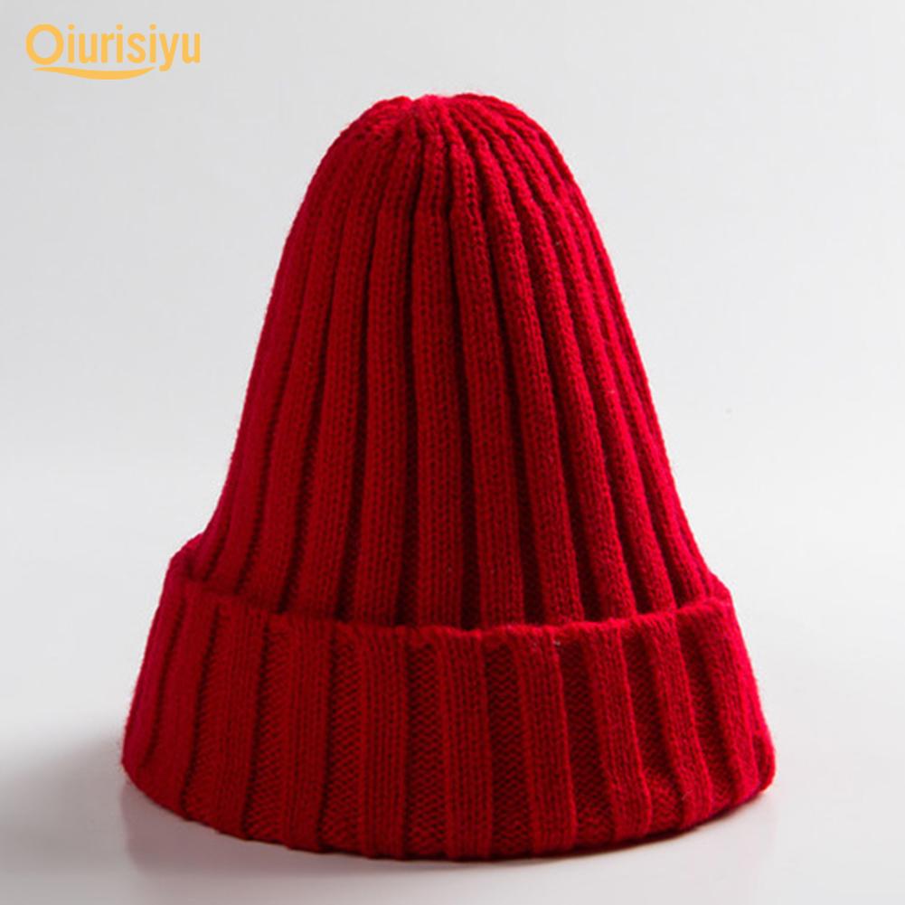 Унисекс однотонная теплая вязаная шапка в стиле хип-хоп