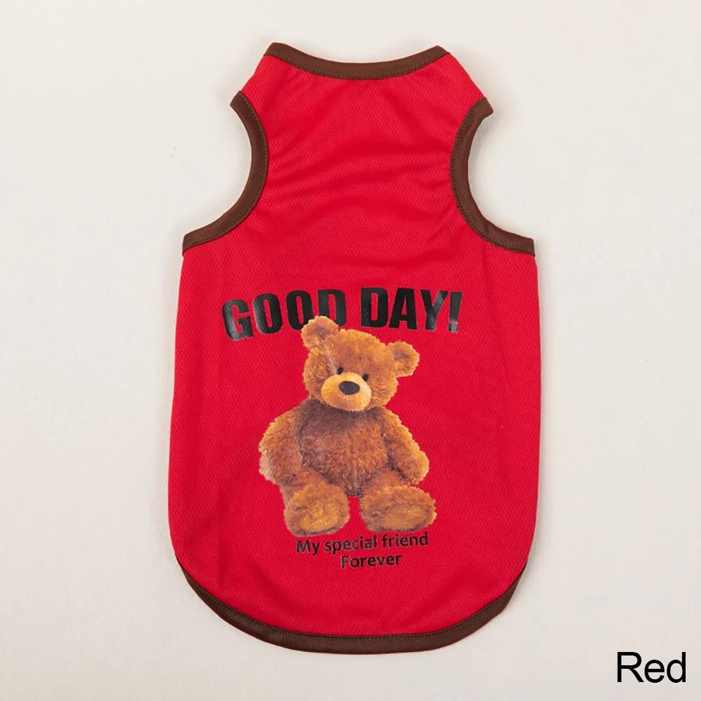 Spring  Dog Vest Thin Breathable Puppy Clothes Cute Bear Printed Cat T-shirt Sleeveless Chihuahua Pullover Pet Supplies