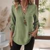 Модная рубашка Женский повседневный топ Свободный Большой размер V-образный вырез Однотонная рубашка