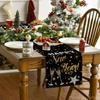Artoid Mode Cheers Black and Gold 2025 Happy New Year Table Runner, Xmas Winter Holiday Kitchen Dining Table Decoration for Indoor Outdoor Home Party