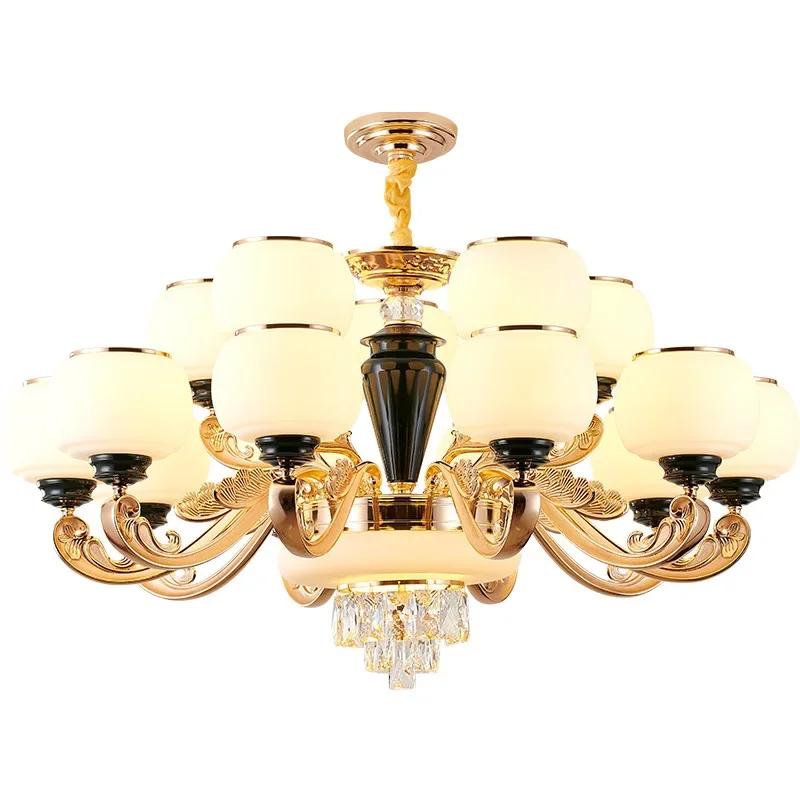 Пылезащитная лампа в европейском стиле для гостиной, хрустальная лампа, простая и атмосферная бытовая двухуровневая люстра для ресторана