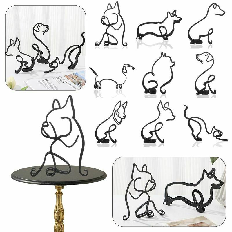 Металлическая статуя собаки для домашнего офиса, современное абстрактное искусство, скульптура, украшения, украшения