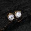 Hip Hop 8mm Round Stud Earrings, Unisex Hiphop Copper Full Zirconium European and American Stud Earrings