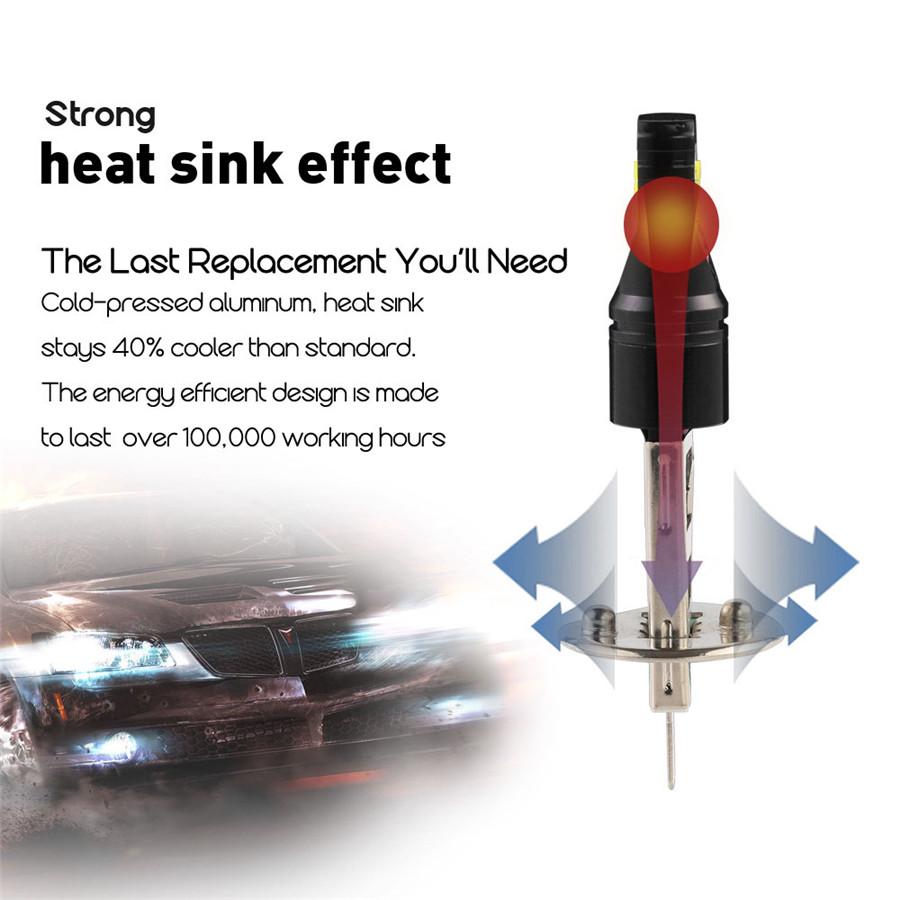 2Pcs 80W H1 LED Light Bulbs For Car DRL Daytime Driving Fog Lights 6000K White