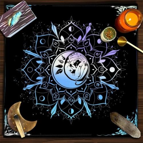 Tarot Tablecloth | Alter Cloth - Tarot Tablecloth, Tarot Tablecloth, Cloth Cushion, Mandala, Butterfly, Flower, Velvet Cloth, Divination Tablecloth, 5