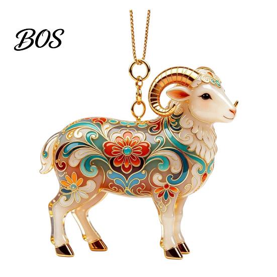 Artistic Pattern Holiday Pendant 2D Acrylic Goat Christmas Ornament, Cute Animal Sheep Hanging Decor for Translucent Gradient Ornament Tree,
