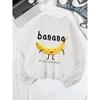 A Sad Banana Printing Sweatshirts Women Crewneck Basics Hoodies  Warm Loose Pullover Winter Comfortable Womans Clothes