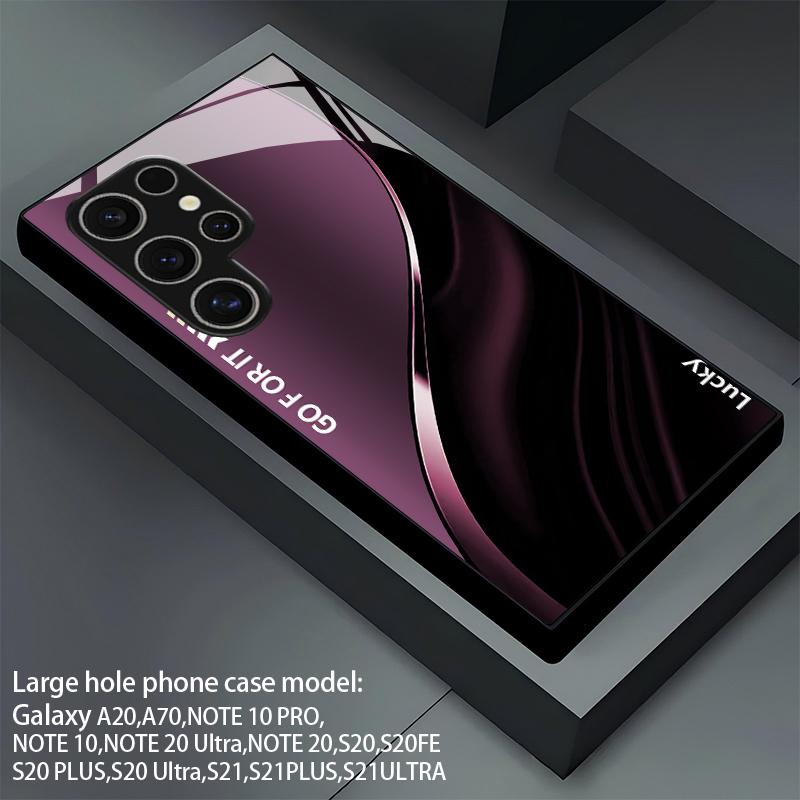 Изогнутый узор фиолетового оттенка 2D Чехол для телефона Samsung S26 S25 S24 S23 S22 S21 S20 A56 A36 A16 Защитная крышка из закаленного стекла