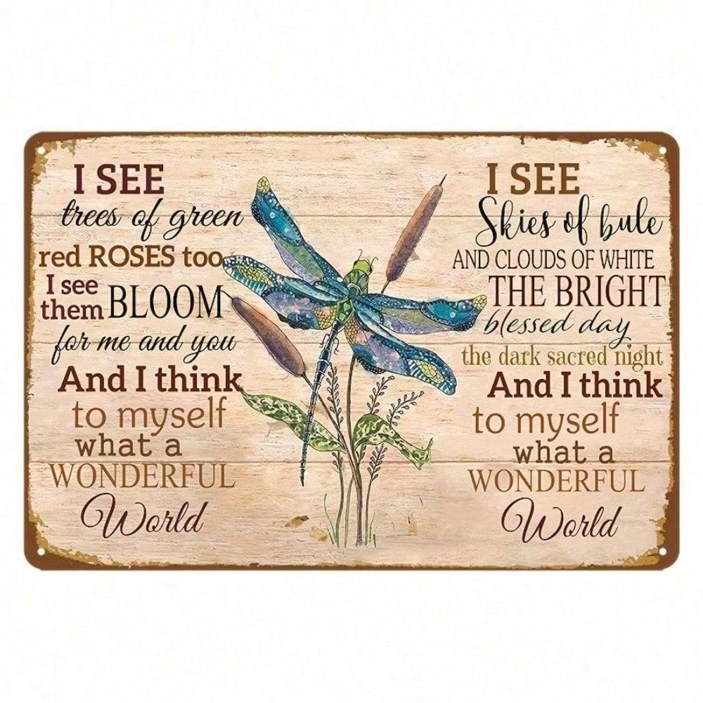 Metal Wall Sign Dragonfly Garden Decor Rustic Vintage Quote Art 8x12 Inch Weather Resistant Indoor Outdoor Home Housewarming Gif