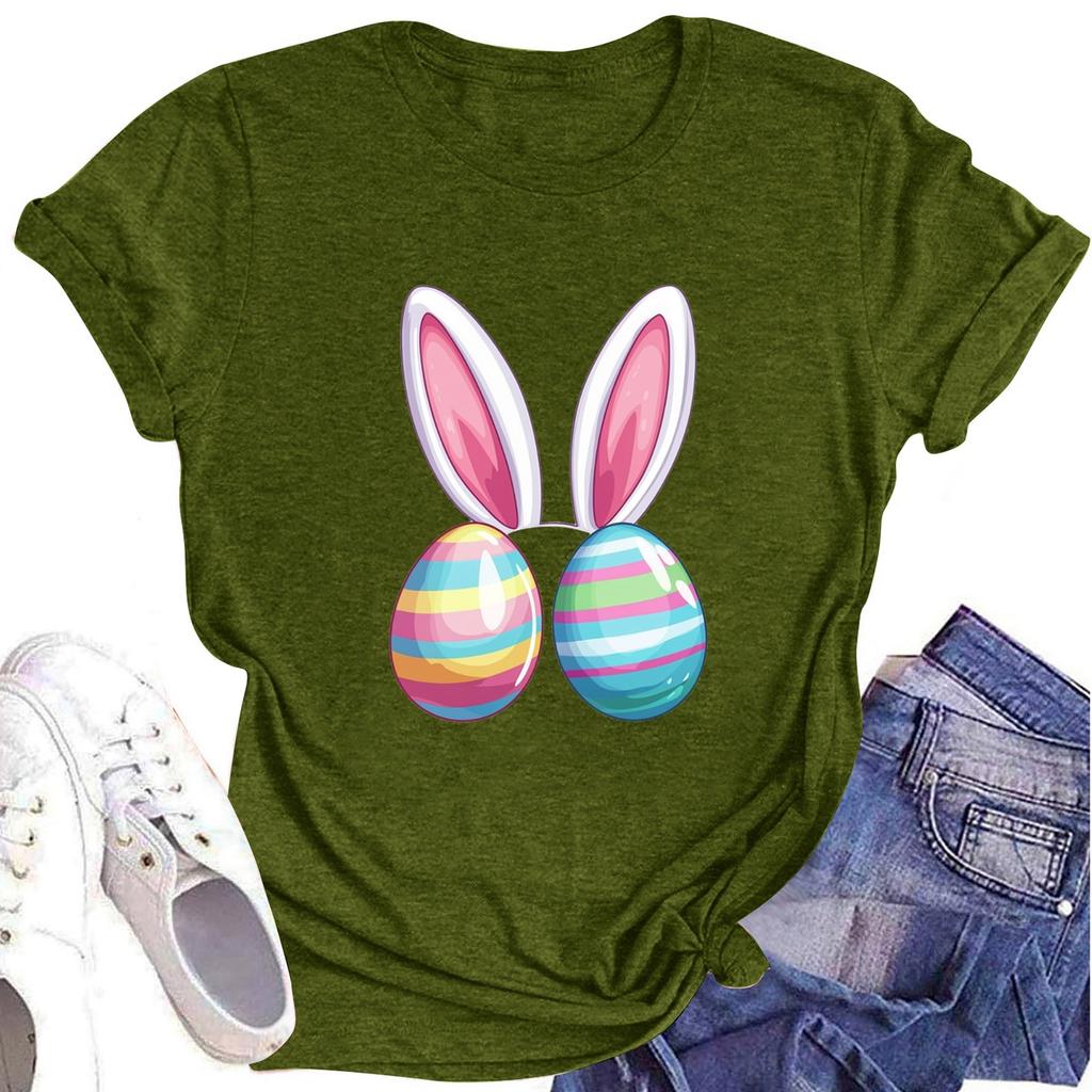 Women's Printed Round Neck Short-sleeved T-shirt Top