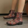 European and American Fashion Boots 2024 Winter New Print British Style Exterior Thin Versatile Women's Leather Boots Platform