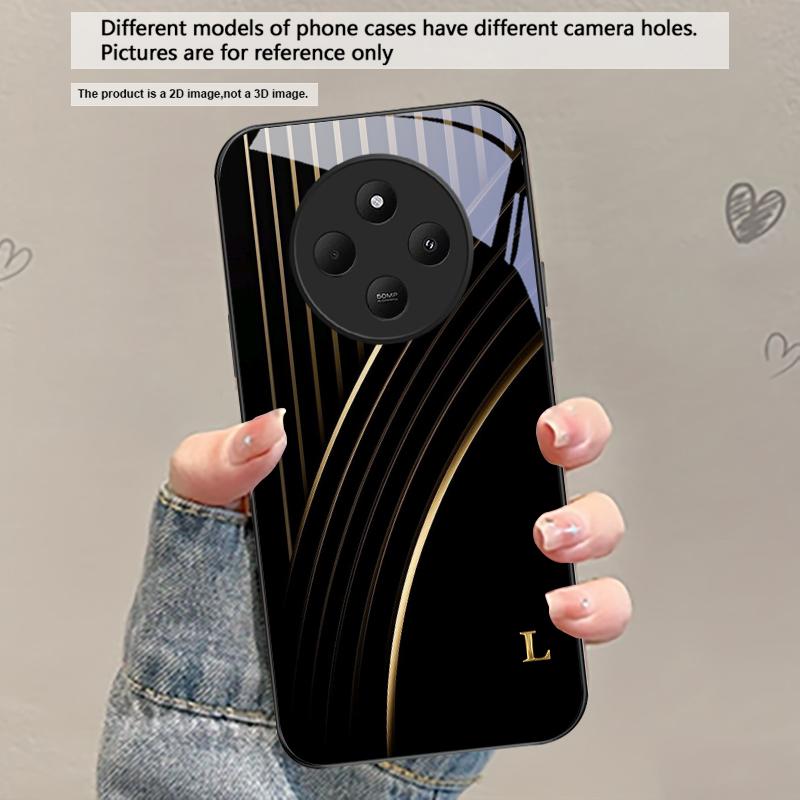 Элегантные буквы 'S M R' Для Redmi Note 14 Pro+ 13 Pro 8 9 9S 12S 10 Pro 11 12 13C 14C A3 12 13 K60 Ultra Черный Стеклянный Чехол для Телефона