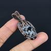 Snowflake Obsidian Pendant, 999 Copper Wire Wrapped Gemstone Handmade Dainty Jewelry Pendant, For Her