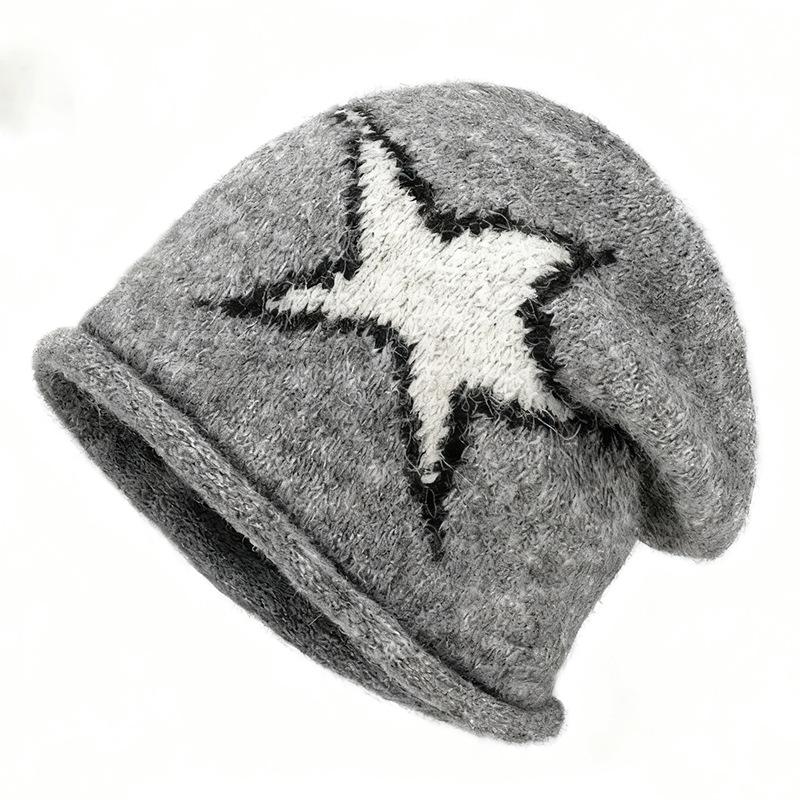 Shibuya street babes star knit heap hat children autumn and winter sweet cool Internet celebrity versatile pullover wool hat