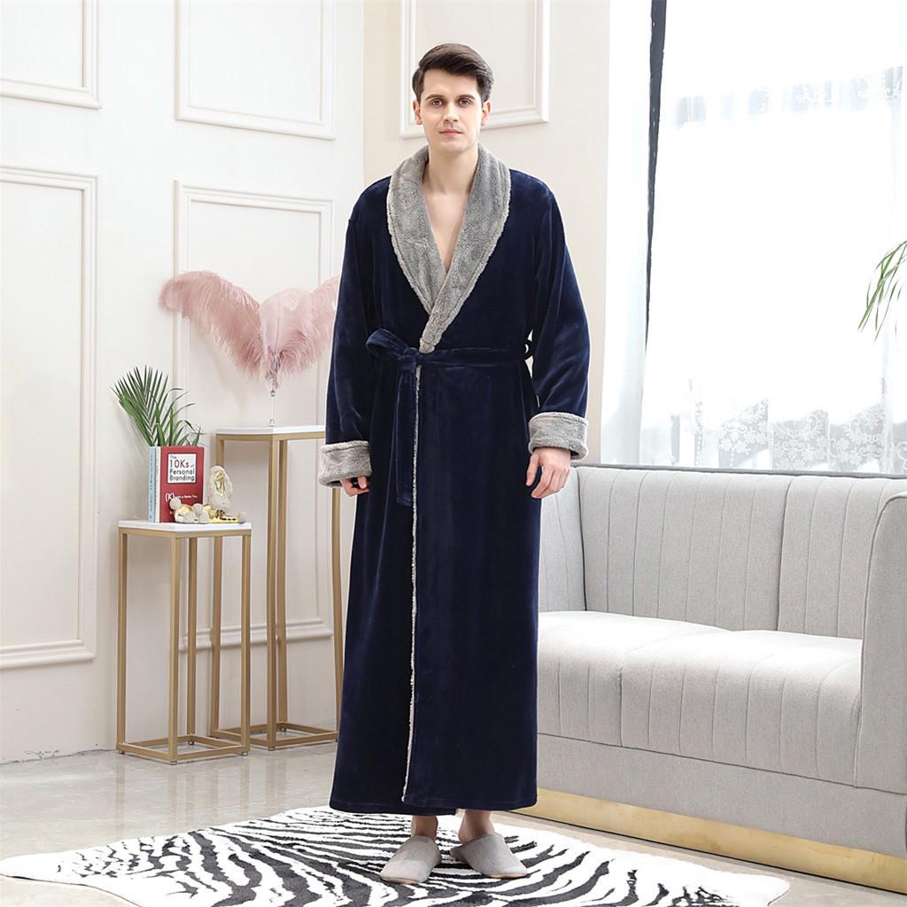 (SU)Мужской утепленный коралловый флисовый халат, пижама, пижама с карманом