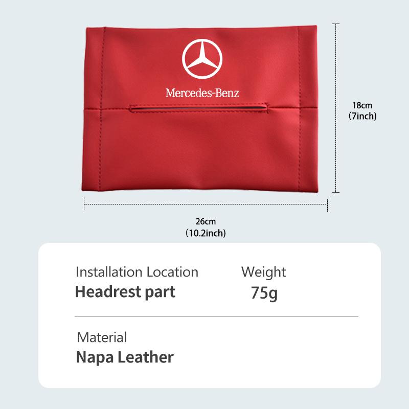 AABII1 For Benz 1/2PCS Car Styling Tissue Box Seat Back Hanging Bag Leather Tissue Storage Box AMG Exclusive A C E R V Class CLA CLS
