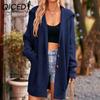 Women's Fashion Casual Autumn Winter Long Sleeve Hooded Cardigans Loose Sweaters