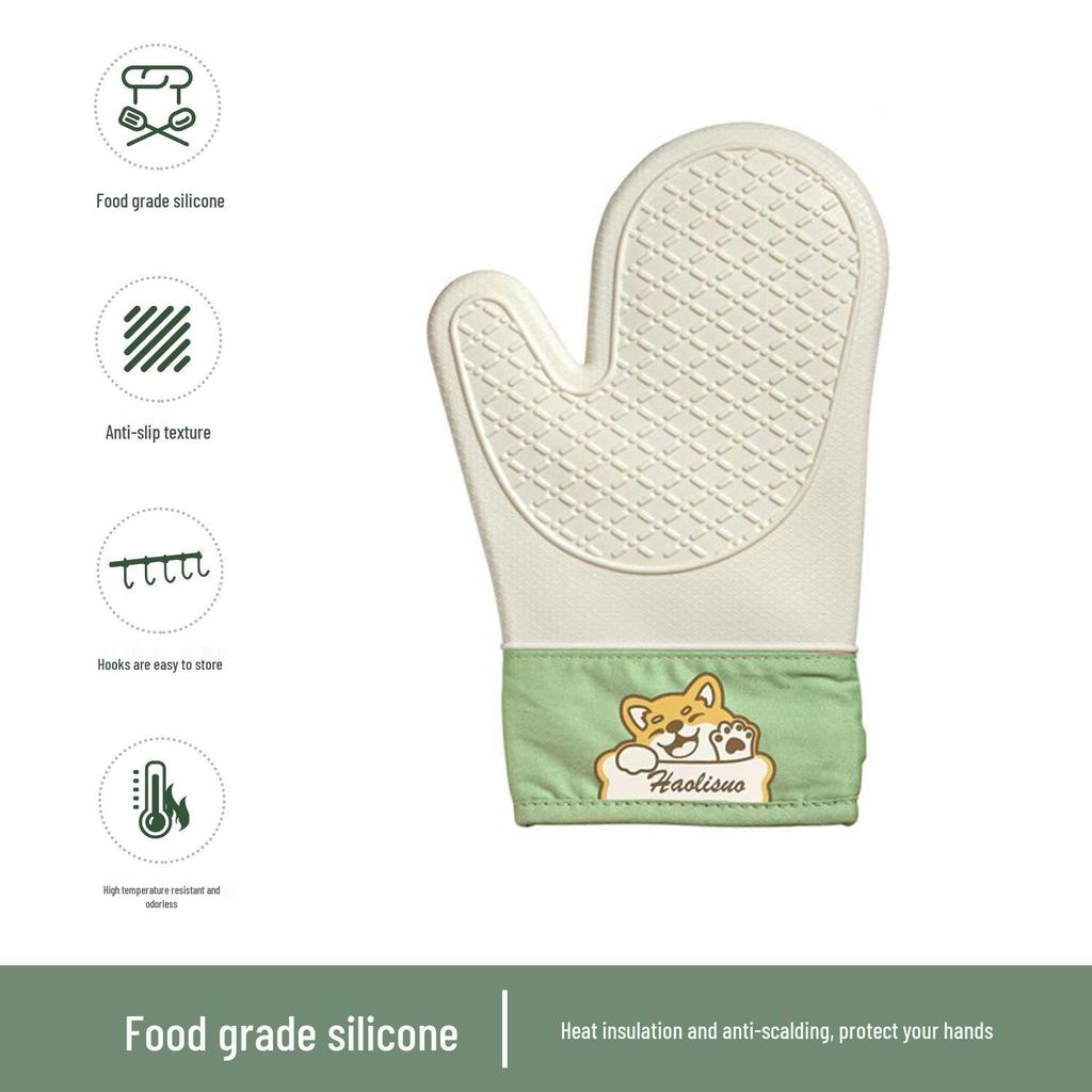 Thickened Non-Slip Silicone Kitchen Oven Gloves: Heat-Resistant and Anti-Scald Baking Mitts