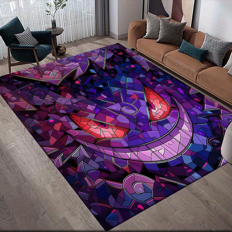Gengar Flannel Pattern Square Carpet,Area Rug,Carpet Rug for Living Room Bedroom Sofa Playroom Decor,Non-slip Floor Mat