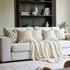 FIOUOVO Floral Vintage Throw Pillow Covers 18x18 Pillow Cover Block Print Decorative Cushion Covers Farmhouse Neutral Accent Home Décor for Sofa
