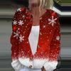 Women's Fashion Christmas Printed Long Sleeve Knitted Cardigan Button Down Jacket