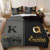3pcs Fashionable Black Gray K and Q Design Printed Bedding Set, Soft, Comfortable and Breathable Duvet Cover, Bedroom, Hotel
