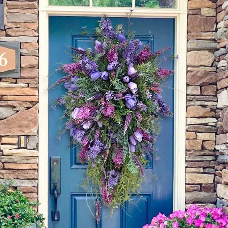 Искусственный весенний венок Декор Венок Украшение дома Весенний венок Цветочный венок Цветочные весенние искусственные венки