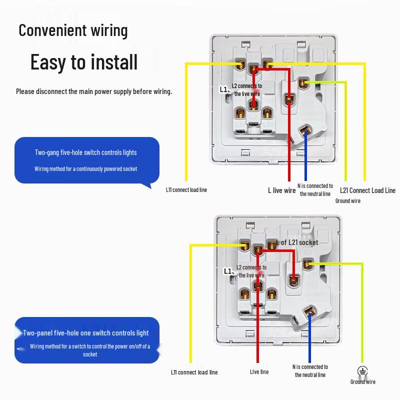 86-Type Wall-Mounted Switch & Power Socket Combo