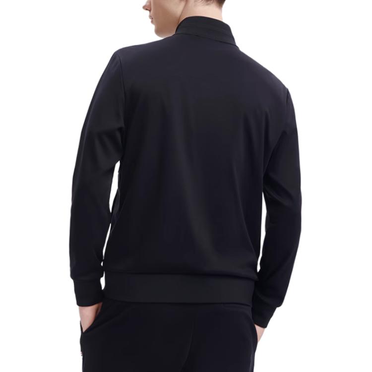 Fila Однотонная куртка с логотипом, воротником-стойкой, повседневная, с длинным рукавом, мужская, черная F11M328501F-BK