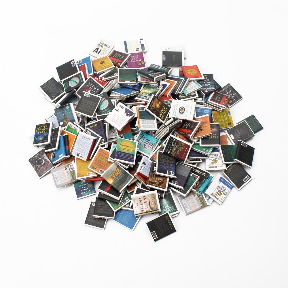 50pcs Mini Books Set Fake Small Book Dollhouse Miniature 1:12 Bookshelf with Realistic Scene Decoration Prop Ornament Home Decor