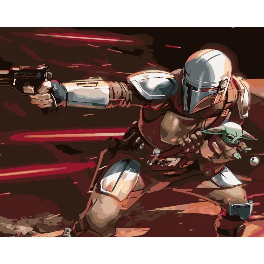 Malowanie Po Numerach Obrazy Do Malowania - Mandalorian Z Grogu 50X40 Cm