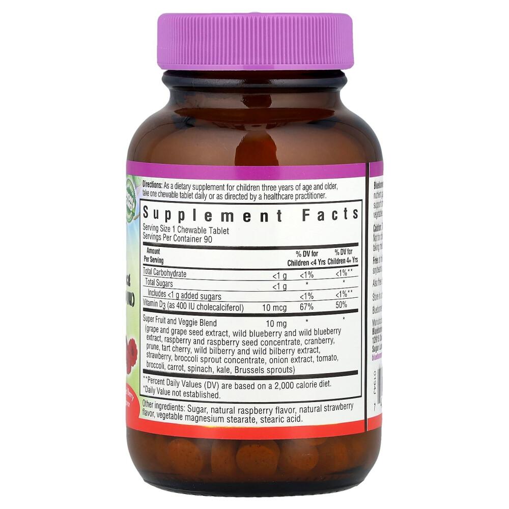 Bluebonnet Nutrition Rainforest Animalz Vitamin D3 Natural Mixed Berry Flavor Chewables, 400 IU, 90 Tablets