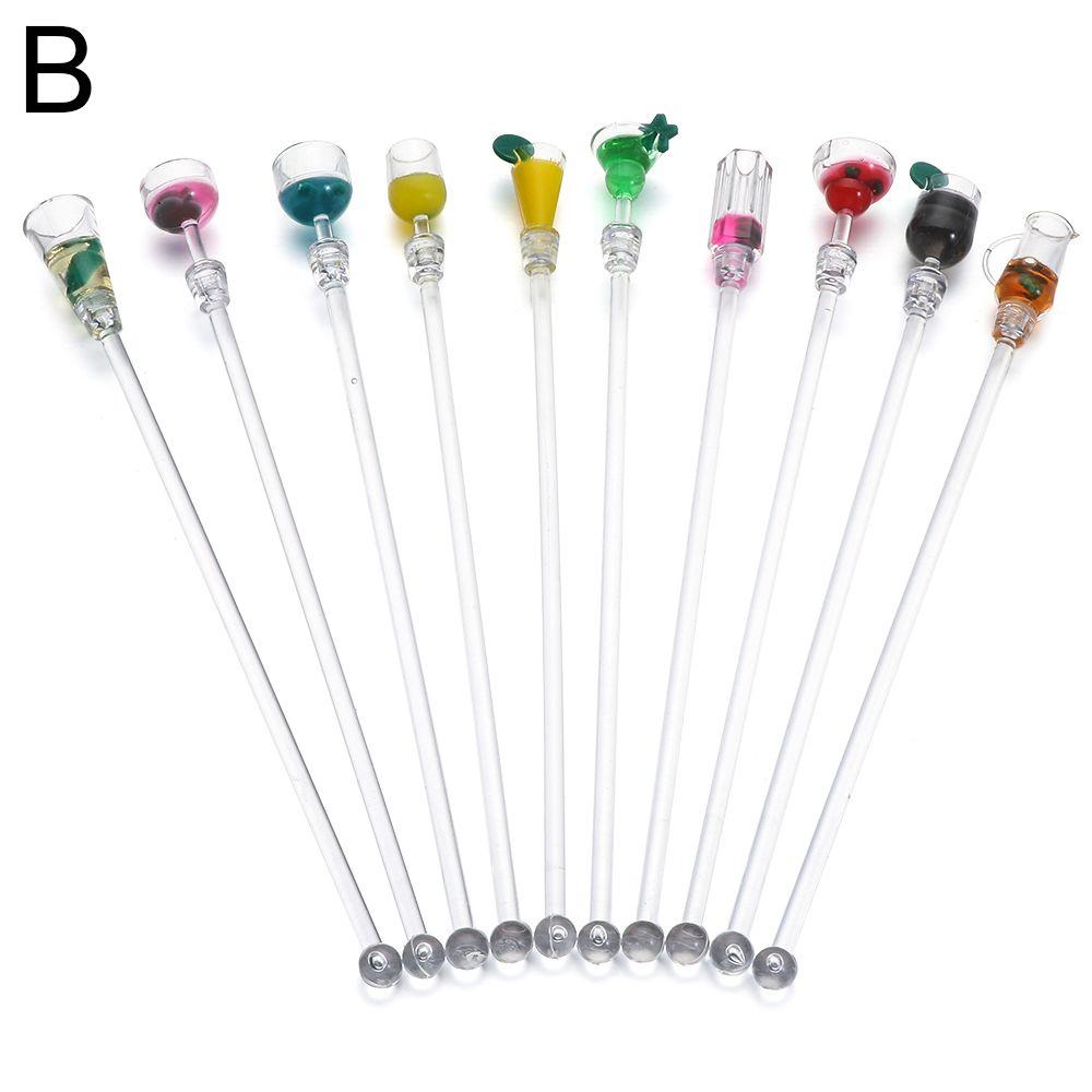 10Pcs/Set Colorful Bar Tool Acrylic Stirring Sticks Mixing Sticks Cocktail Drink Stirrers