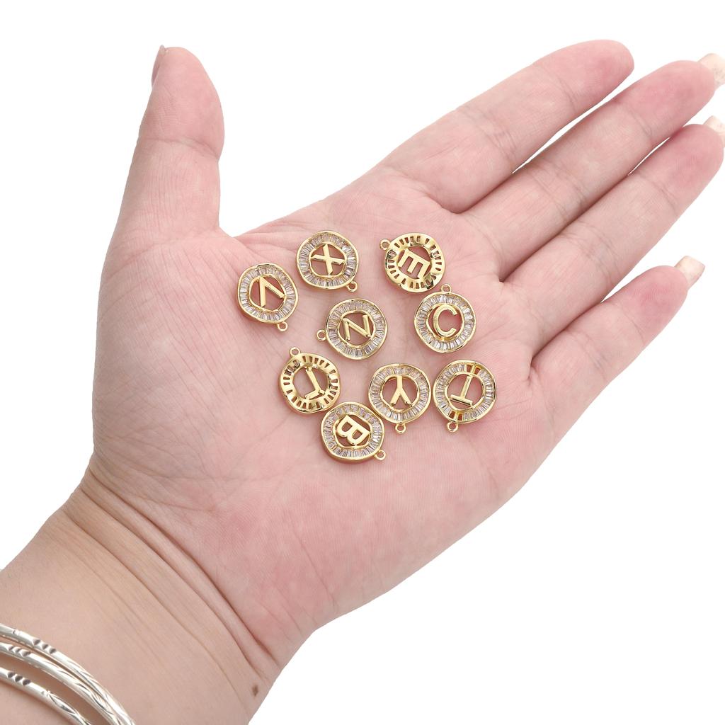 Copper Zirconium Inlaid 26 Letter Pendant For DIY Jewelry Making Craft Accessories
