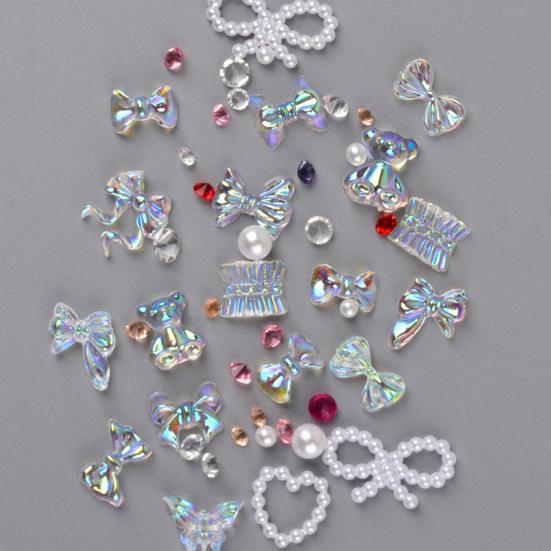 Yousheng 50 г 1 коробка Украшение для ногтей Прозрачный лед Декорирование Гладкая поверхность 3D Бантик Маникюр Блестящее украшение для женщин