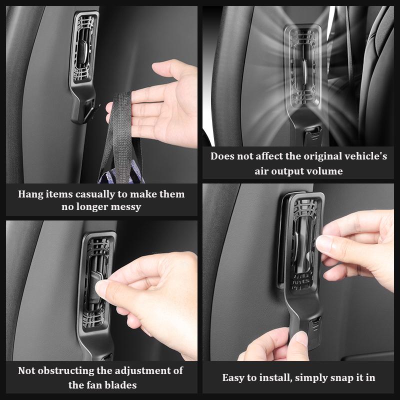 Hidden Trunk Hook For Tesla Model YL 6-Seater ABS Rear AC Air Vent Hook Rear Air Conditioning Vent Grille Storage Hook Organizer
