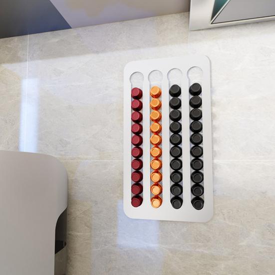 Подставка для хранения кофейных капсул Yousheng, высокая грузоподъемность, самоклеящаяся, простая установка, настенный держатель для кофейных капсул