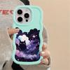 Чехол для iPhone 16 Pro Max XR 17 Air 15 Plus 8 13 11 12 14 Мягкий чехол для телефона Черный кот Звездная ночь