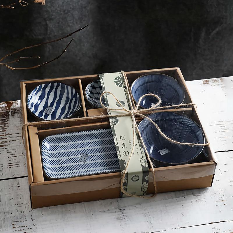 Набор посуды в японском стиле, бытовые миски, палочки для еды, набор посуды, керамические миски для риса, подарочный набор