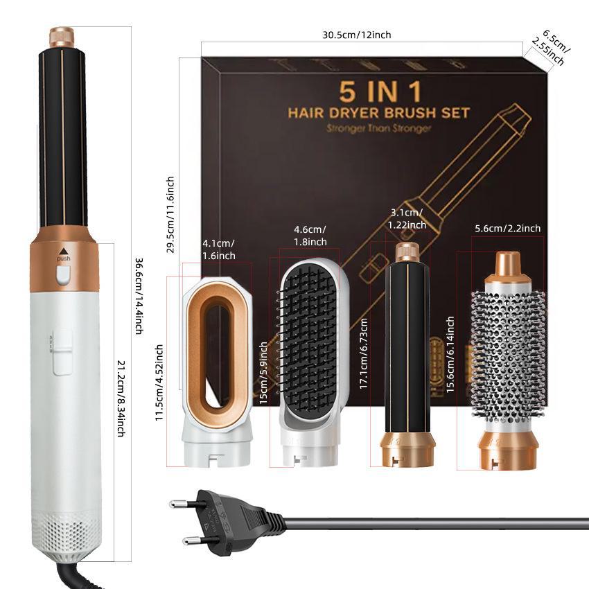 Расческа с горячим воздухом 5 в 1: Многофункциональный автоматический щипцы для завивки, выпрямитель и фен