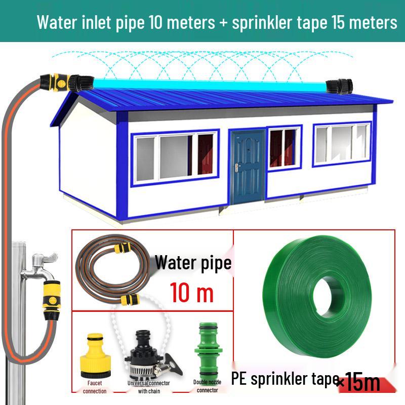 Система охлаждающего распыления для жестяной постройки: Цветная сталь, Автоматический дождеватель крыши, Отвод тепла, Распыление.