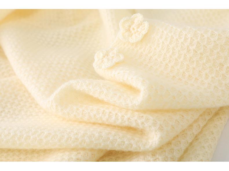 100% Silk Wool French Floral Patchwork Collar Sweater - Women's Autumn Winter Crochet Knitwear, Lazy Style