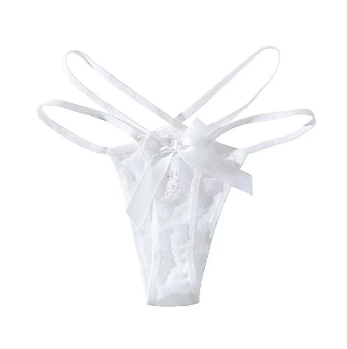 Fork Straps Low-rise Bow Lace Panties Triangle Factory Breathable Sexy Hollow Lace Thong Briefs Underpants Women Ladies Girls