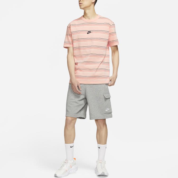 Nike T Shirts Men's Pink Crew Neck Moderate Straight Fit DB6532-800