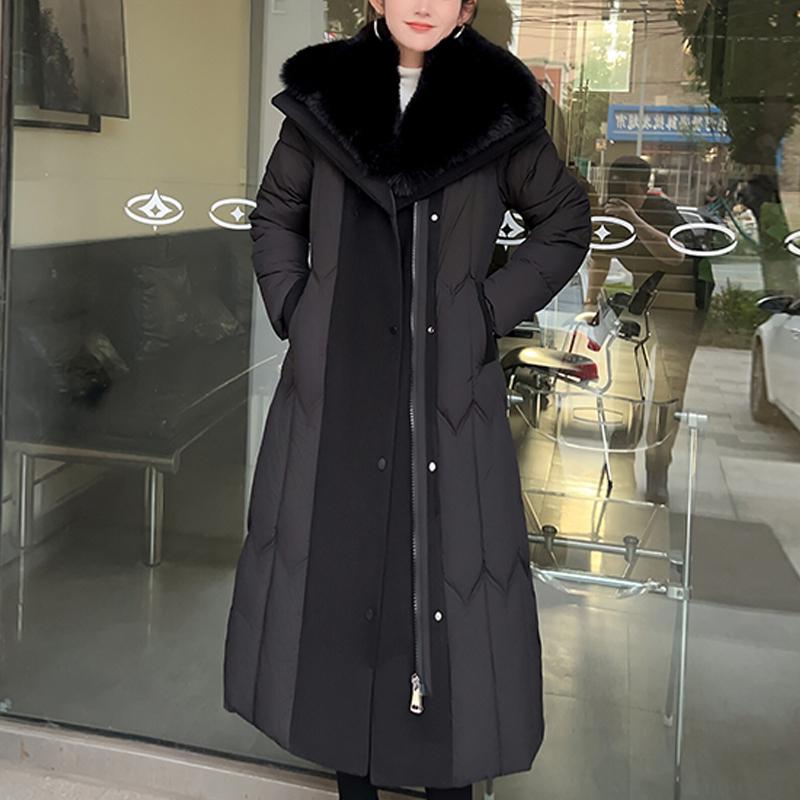 Plus Size L-7XL Fashion Winter Jackets Woman Long Parkas Hooded Big Faux Fur Collar Loose Thick Warm Overcoat Casual Women's Coats With Belt