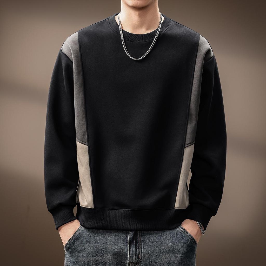 High-End Men's Retro Color Block Patchwork Heavyweight Hoodie, Autumn Arrival